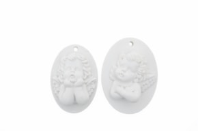 PLACA OVAL C/ANJO /2  5.4x7.2 - 4.5x6.5cm