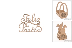 SET 12 PALAVRAS FELIZ PÁSCOA 5X4X0.3CM MDF