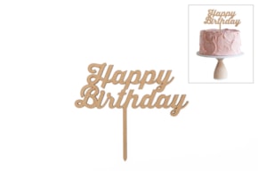 SET 4 ESPETOS HAPPY BIRTHDAY 15X13X0.3CM MDF