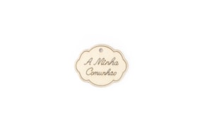 SET 12 PLACAS A MINHA COMUNHÃO 5X4X0.3CM CHOUPO