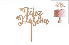 SET 4 ESPETOS FELIZ PASCOA 17.5X19X0.3CM MDF