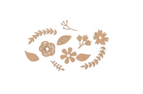 SET 2 KITS FLORES + FOLHAS 4X0.3CM MDF