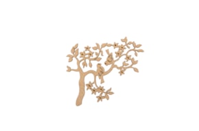 SET 4 APLICAÇÕES C/ PÁSSARO NO RAMO 12X9.7X0.3CM MDF