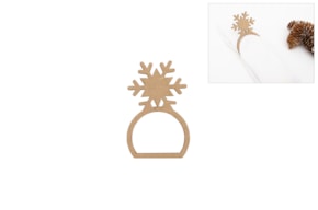 SET 12 ARGOLAS GUARDANAPO COM FLOCO DE NEVE 6X9.3X0.3CM MDF