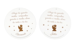 PLACA C/ORAÇÃO C/ NOME PERSONALIZAVEL D.22X0.3CM MDF BRANCO