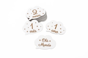 SET 13 PLACAS DE NASCIMENTO NUVEM 12X8.2X0.3CM MDF BRANCO