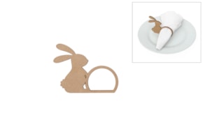 SET 6 ARGOLAS GUARDANAPO COELHO 11.8X9X0.3CM MDF