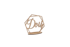 PLACA NÚMERO DOIS 11X10.4X0.3CM MDF COM BASE