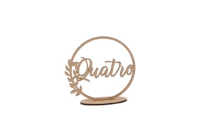 PLACA NÚMERO QUATRO 11.8X11.4X0.3CM MDF COM BASE