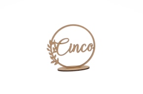 PLACA NÚMERO CINCO 11.8X11.4X0.3CM MDF COM BASE