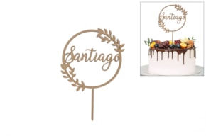 TOPO BOLO COM NOME PERSONALIZAVEL 16X23.3X0.3CM MDF
