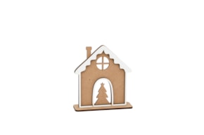 SET 2 CASAS DE NATAL 11.9X12.3X0.3CM MDF BRANCO C/ BASE