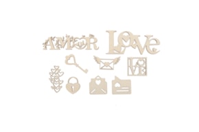 SET 9 APLICAÇÕES AMOR 10X0.3CM CHOUPO