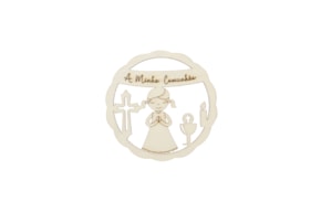 SET 6  PLACAS A MINHA COMUNHÃO MENINA D.8X0.3CM CHOUPO