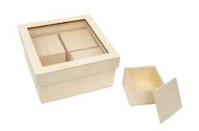CAJA DE RECUERDOS 17X17X8.5X0,8CM C/4 CX C/TAPA ACRÍLICA