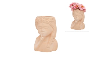 CACHE POT MENINA C/TRANÇA 9X7X14CM