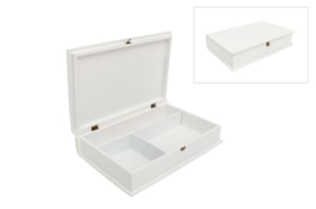 WOODEN BOX PAINTED 38.2X24X9CM WHITE