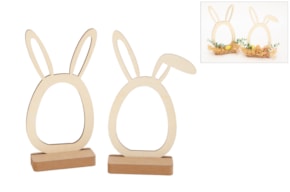 SET 2 COELHOS 13X20X0.4CM CHOUPO C/ BASE 10X4X1.6CM MDF