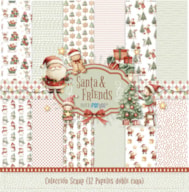 BLOCO 12 PAPEIS SCRAP 30.5x31.8cm SANTA & FRIENDS PFY-15385