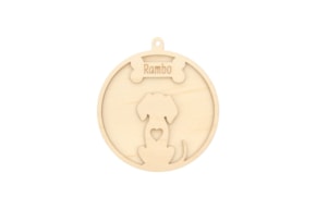 BOLA NATAL CÃO C/NOME PERSONALIZAVEL D.9.5X0.3CM CHOUPO