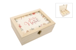 CAIXA FELIZ NATAL 22.5X16.5X8.7CM C/VIDRO