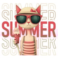 TRANSFER DTF TEXTIL 24x23CM SUMMER CAT ARTIS DECOR