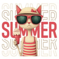 TRANSFER DTF TEXTIL 24x23CM SUMMER CAT ARTIS DECOR