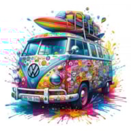 TRANSFER DTF TEXTIL 24x23CM FURGO HIPPIE 2 ARTIS DECOR