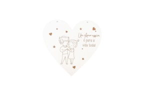 SET 2 CORAÇÕES NAMORADOS 18.6X18X0.3CM MDF BRANCO
