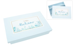 CAJA P/ BAUTIZADO LACADA 38X25X7.5CM AZUL BEBE