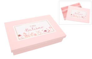 CAIXA P/ BATIZADO LACADA 38X25X7.5CM ROSA BEBE