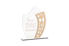 SET 2 TROFEUS PAI 11.3X15X0.3CM MDF BRANCO C/ BASE