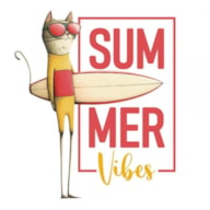 TRANSFER DTF TEXTIL 24X23CM CATS SUMMER VIBES ARTIS DECOR