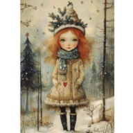 TRANSFER DTF FABRIC 25X30CM WINTER REDHEAD GIRL ARTIS DECOR