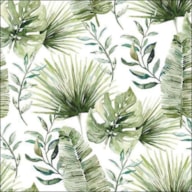 SET 20 NAPKIN 33X33CM JUNGLE LEAVES WHITE