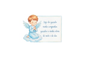 SET 12 PLACAS C/ MENINO E ORAÇAO 7.2X5.2X0.3CM MDF
