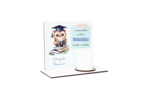 SET 2 PLACAS PROFESSOR C/ VELA 11.4X10.6X0.3CM MDF BRANCO