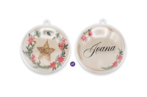BOLA ACRILICA ACHATADA 4X9CM C/ NOME PERSONALIZAVEL F+V