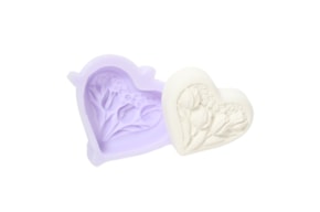 MOLDE SILICONE CORAÇAO COM TULIPAS 6X5X2CM MLD317